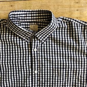 J Crew Blue/White Gingham Short Sleeve Button Down